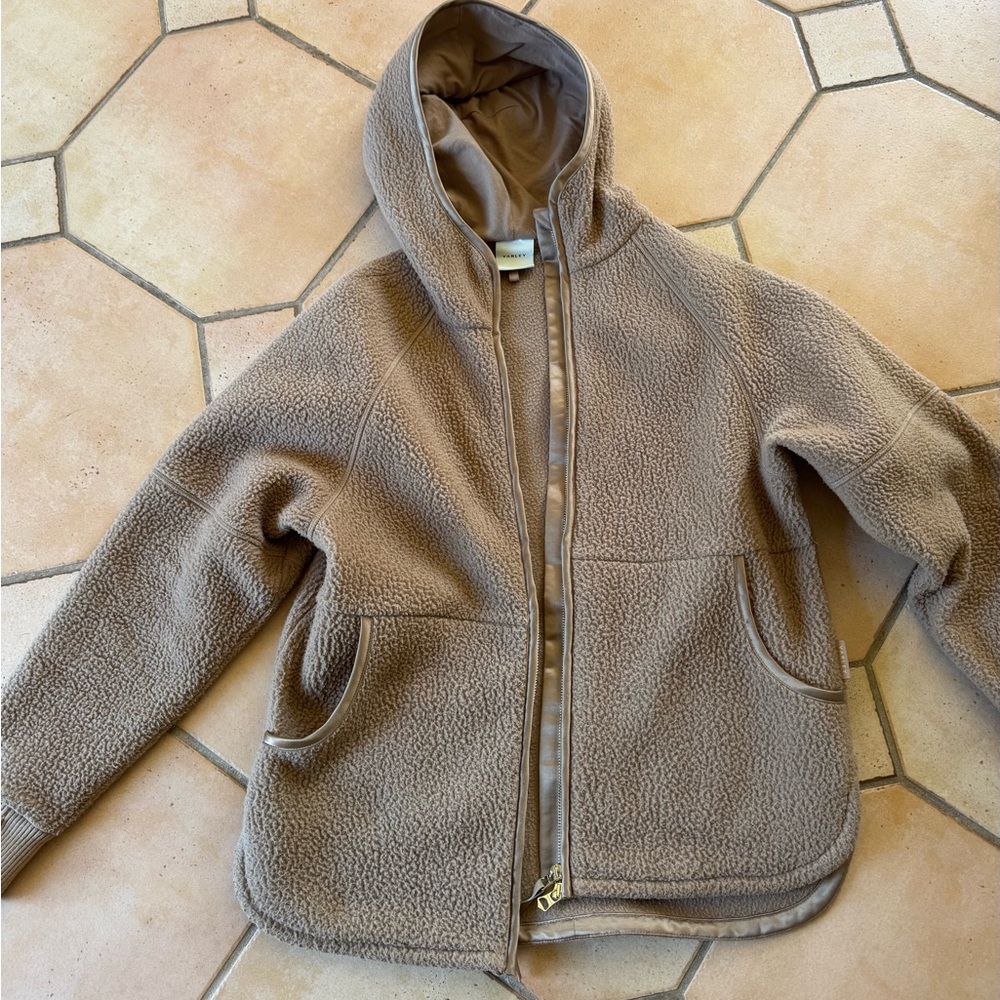 Cozy Hooded Fleece Jacket in Taupe